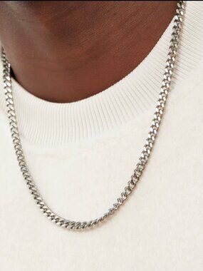 MEJURI 5mm Curb Chain Necklace, Titanium, UNISEX